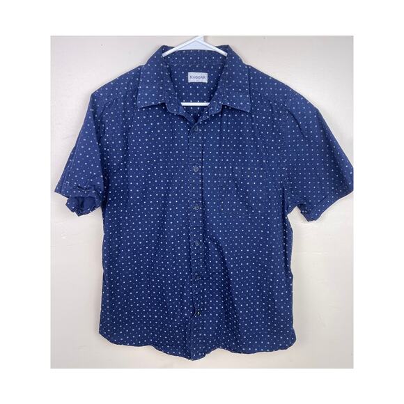 Haggar Other - Haggar Navy Blue with White Floral Stamp Button Down Casual Shirt